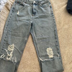 BDG Blue Ankle Cropped Distressed Jeans